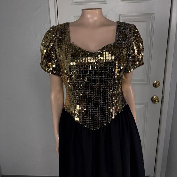 Vintage 80s 90s Party Disco ball Women's Dress Formal Sparkle Evening Prom D3-28 - Picture 3 of 8